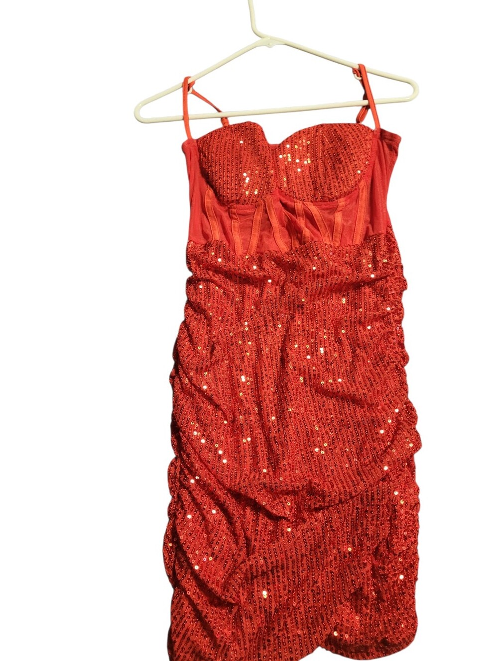 Red Sequin Strapless Party Dress